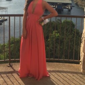 salmon color prom dress